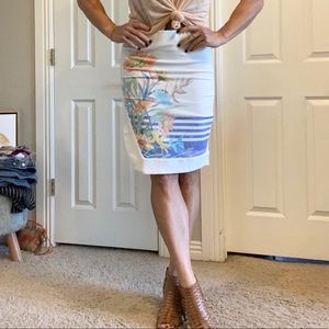 Ivory high waist pencil skirt